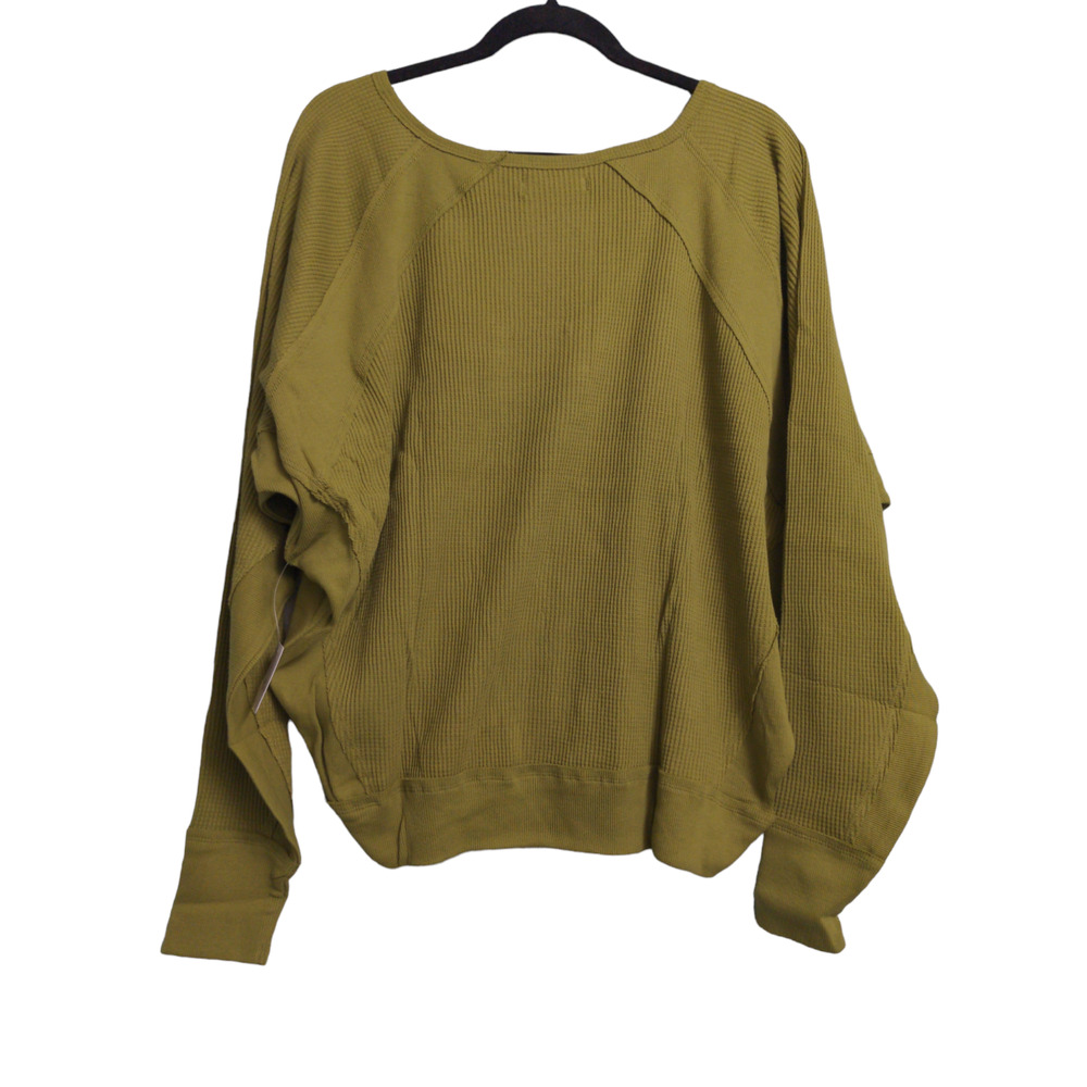 Free People Santa Clara Thermal Top Shirt Ferngully (Green) Slouchy V-Neck S New - Picture 6 of 12